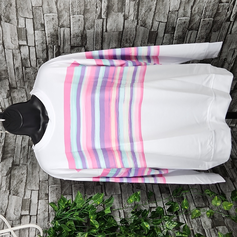 Pixie Lady Watercolor Striped Pullover Sweatshirt - Picture 3 of 8